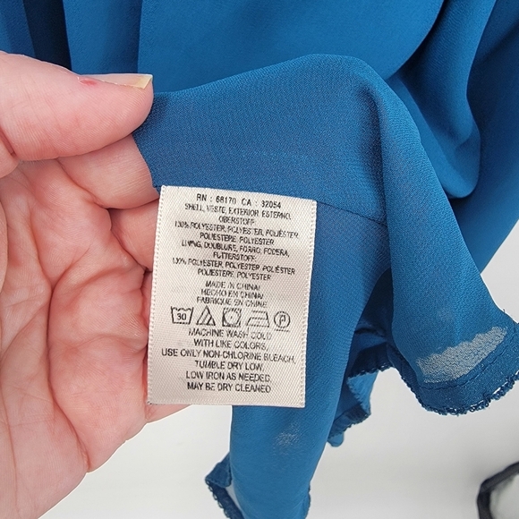 Anthropologie HD in Paris Celeste Dress Women's 6 Blue Swiss Dot Boho Romantic - Picture 13 of 15